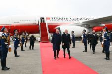 Turkish President Recep Tayyip Erdogan arrives in Azerbaijan. 
First official welcome ceremony held at Fuzuli International Airport (PHOTO/VIDEO)