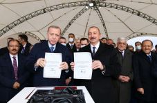 Azerbaijani, Turkish presidents laid foundation stone for Zangazur corridor (PHOTO/VIDEO)