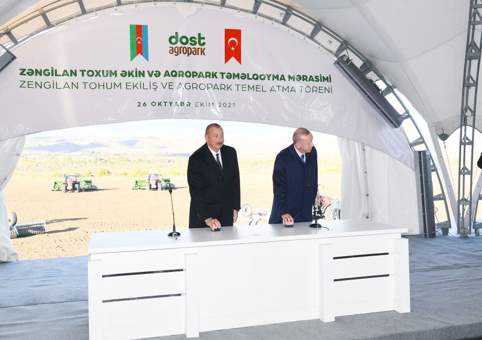 President Ilham Aliyev and President Recep Tayyip Erdogan lay foundation for “Dost Agropark” in Zangilan (PHOTO/VIDEO)