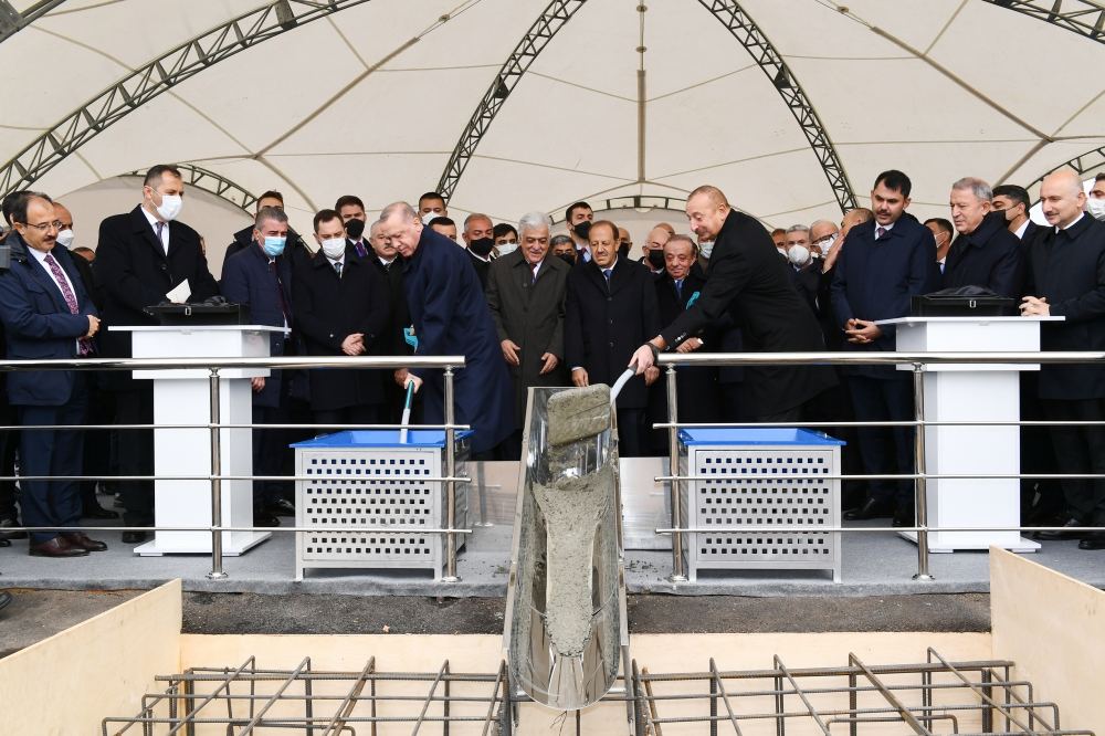 Azerbaijani, Turkish presidents laid foundation stone for Zangazur corridor (PHOTO/VIDEO)