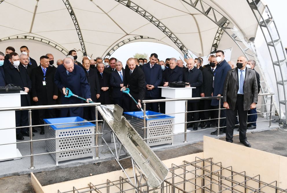 Azerbaijani, Turkish presidents laid foundation stone for Zangazur corridor (PHOTO/VIDEO)