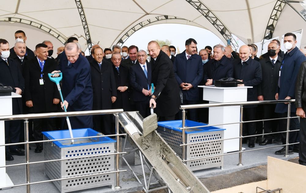 Azerbaijani, Turkish presidents laid foundation stone for Zangazur corridor (PHOTO/VIDEO)