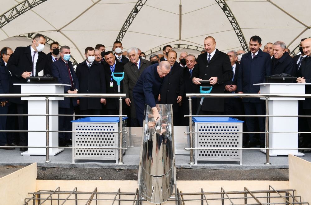 Azerbaijani, Turkish presidents laid foundation stone for Zangazur corridor (PHOTO/VIDEO)