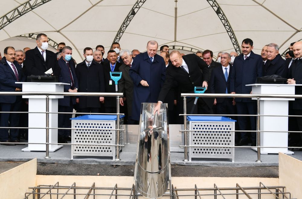 Azerbaijani, Turkish presidents laid foundation stone for Zangazur corridor (PHOTO/VIDEO)