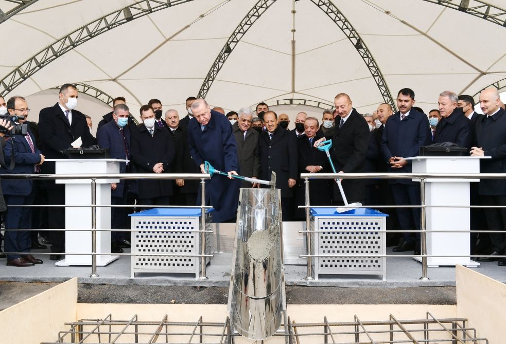 Azerbaijani, Turkish presidents laid foundation stone for Zangazur corridor (PHOTO/VIDEO)