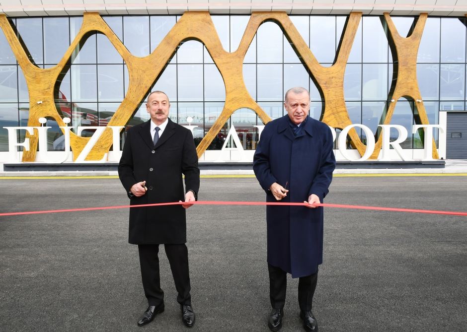 President Ilham Aliyev and President Recep Tayyip Erdogan attend opening ceremony of Fuzuli International Airport (PHOTO)