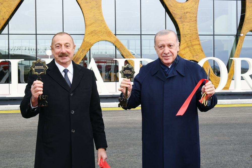 President Ilham Aliyev and President Recep Tayyip Erdogan attend opening ceremony of Fuzuli International Airport (PHOTO)