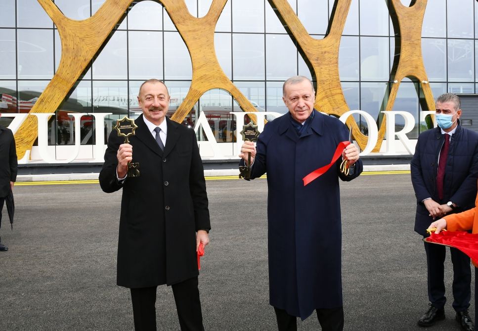 President Ilham Aliyev and President Recep Tayyip Erdogan attend opening ceremony of Fuzuli International Airport (PHOTO)