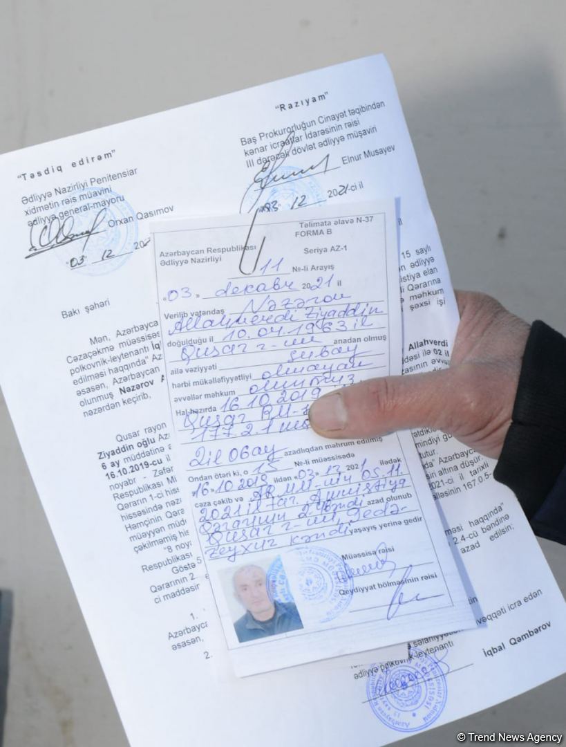 Azerbaijan’s justice ministry talks number of people released under amnesty act (PHOTO)