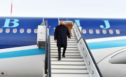 President Ilham Aliyev arrives in St. Petersburg for visit (PHOTO/VIDEO)