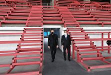 Azerbaijani President Ilham Aliyev views construction progress at Ganja Sports Palace (PHOTO/VIDEO)