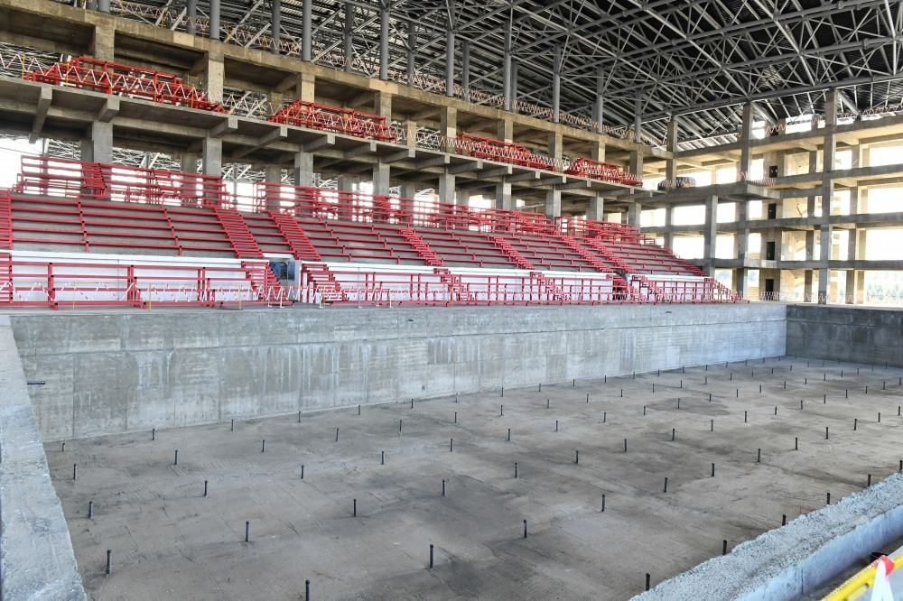 Azerbaijani President Ilham Aliyev views construction progress at Ganja Sports Palace (PHOTO/VIDEO)