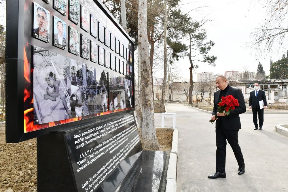 Azerbaijani President Ilham Aliyev lays foundation of Ganja Memorial Complex (PHOTO/VIDEO)