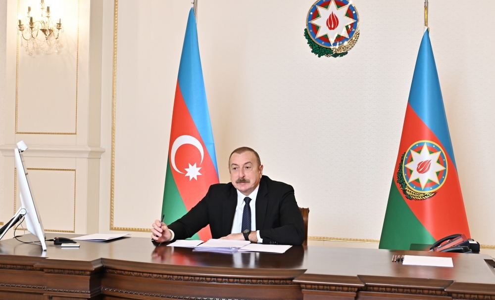 President Ilham Aliyev, President of France, President of European Council and Prime Minister of Armenia hold video conference (PHOTO/VIDEO)