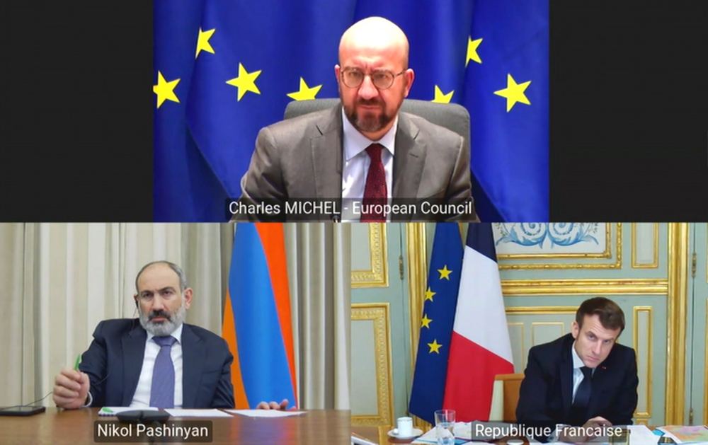 President Ilham Aliyev, President of France, President of European Council and Prime Minister of Armenia hold video conference (PHOTO/VIDEO)