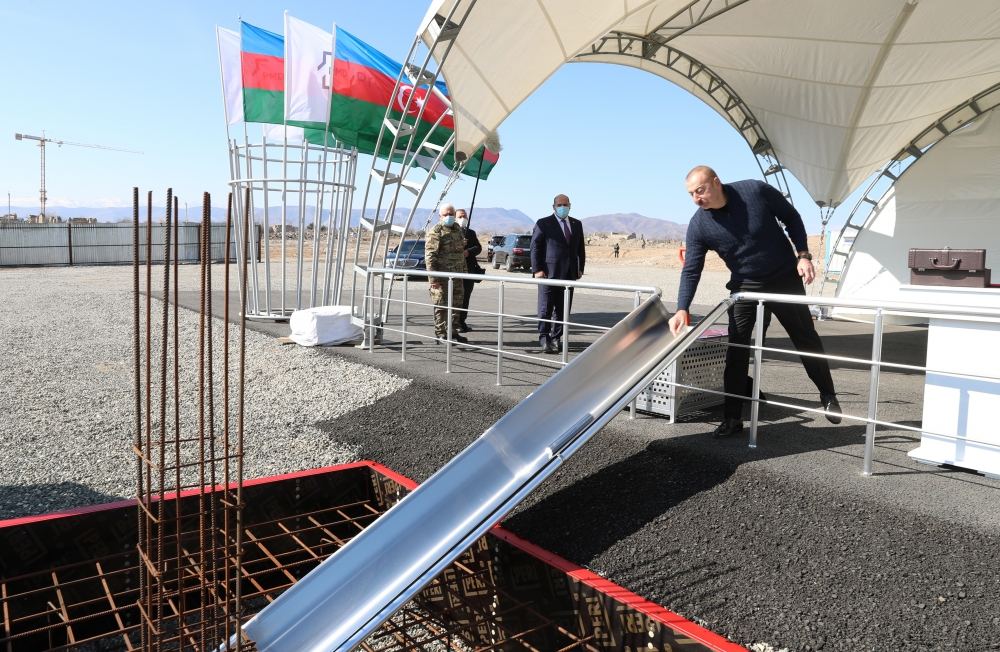 President Ilham Aliyev lays foundation of Park Forest Hotel Aghdam (VIDEO)
