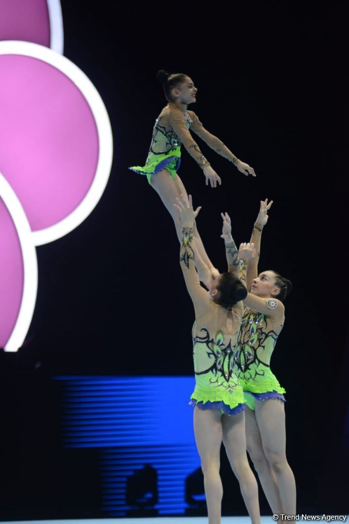 Women's group representing Azerbaijan performs at 12th FIG Acrobatic Gymnastics World Age Group Competitions in Baku (PHOTO)