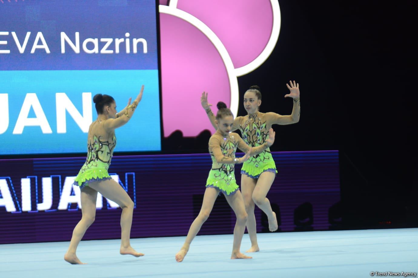 Women's group representing Azerbaijan performs at 12th FIG Acrobatic Gymnastics World Age Group Competitions in Baku (PHOTO)