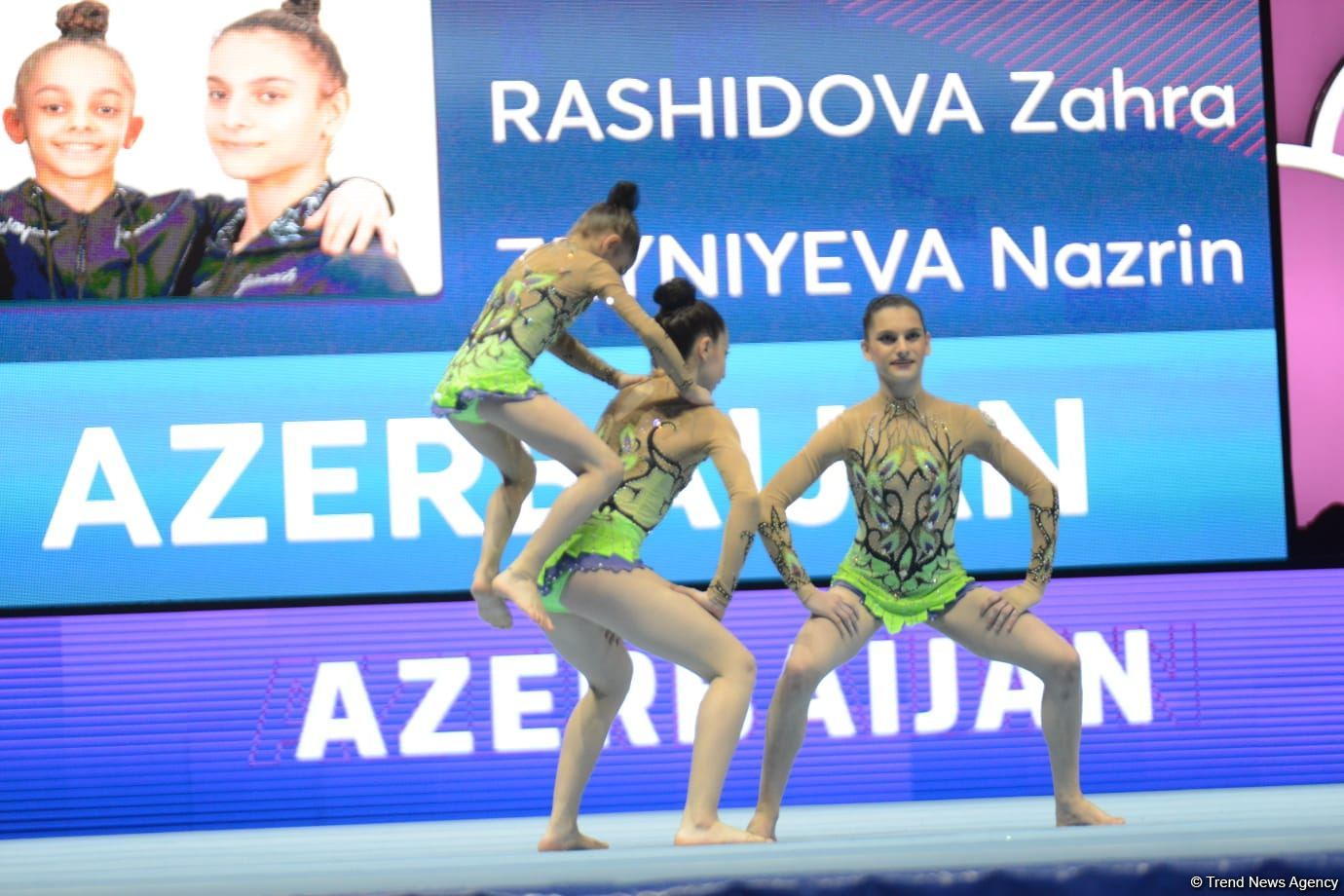 Women's group representing Azerbaijan performs at 12th FIG Acrobatic Gymnastics World Age Group Competitions in Baku (PHOTO)
