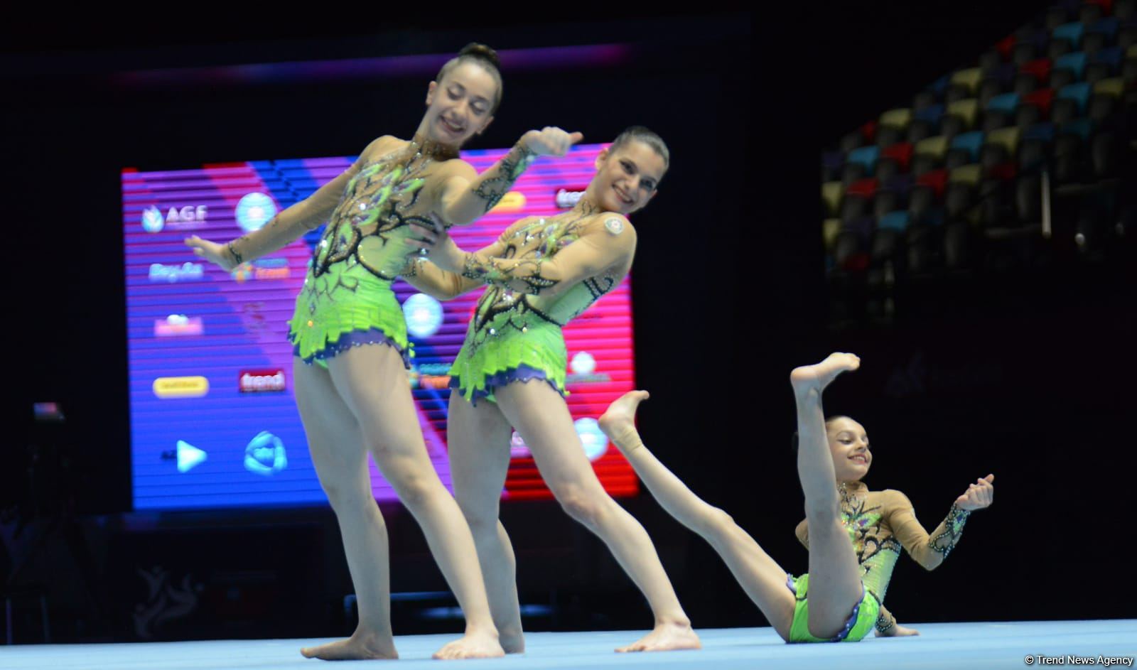 Women's group representing Azerbaijan performs at 12th FIG Acrobatic Gymnastics World Age Group Competitions in Baku (PHOTO)