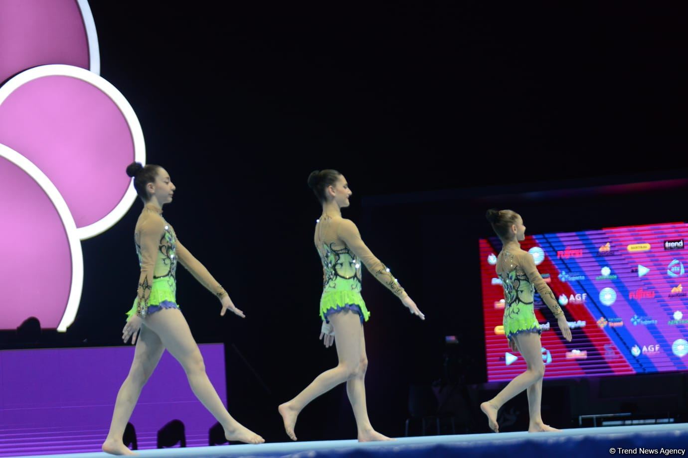 Women's group representing Azerbaijan performs at 12th FIG Acrobatic Gymnastics World Age Group Competitions in Baku (PHOTO)