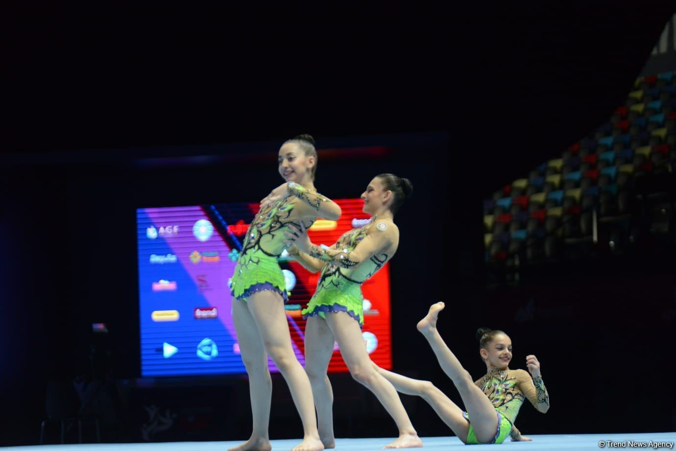 Women's group representing Azerbaijan performs at 12th FIG Acrobatic Gymnastics World Age Group Competitions in Baku (PHOTO)
