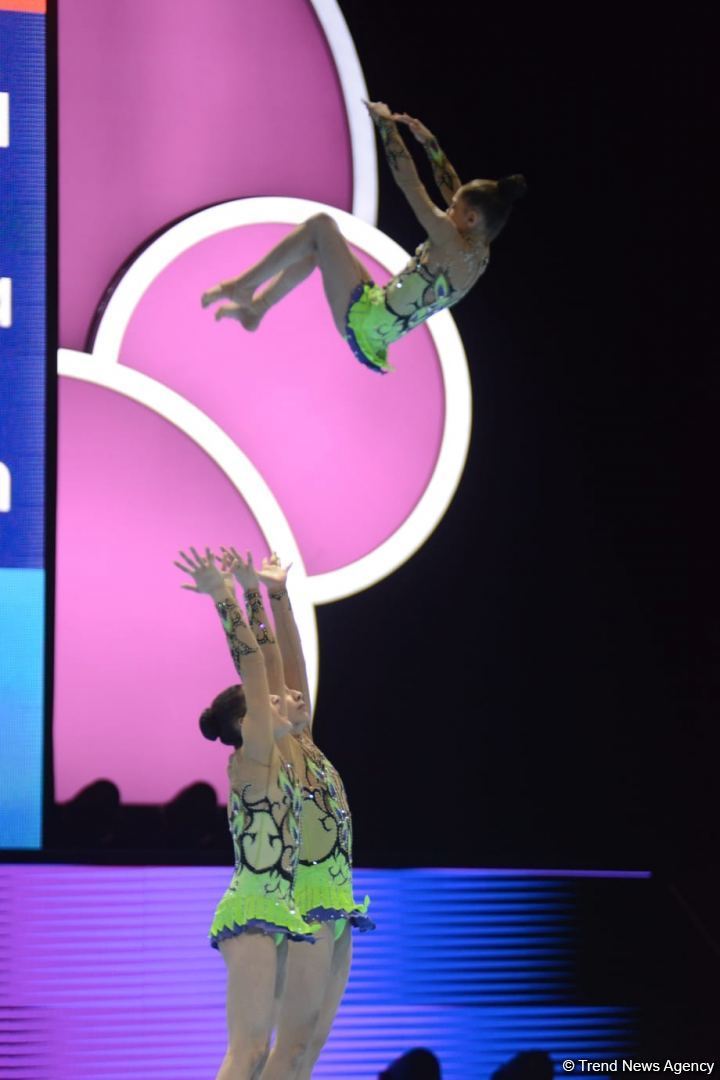 Women's group representing Azerbaijan performs at 12th FIG Acrobatic Gymnastics World Age Group Competitions in Baku (PHOTO)