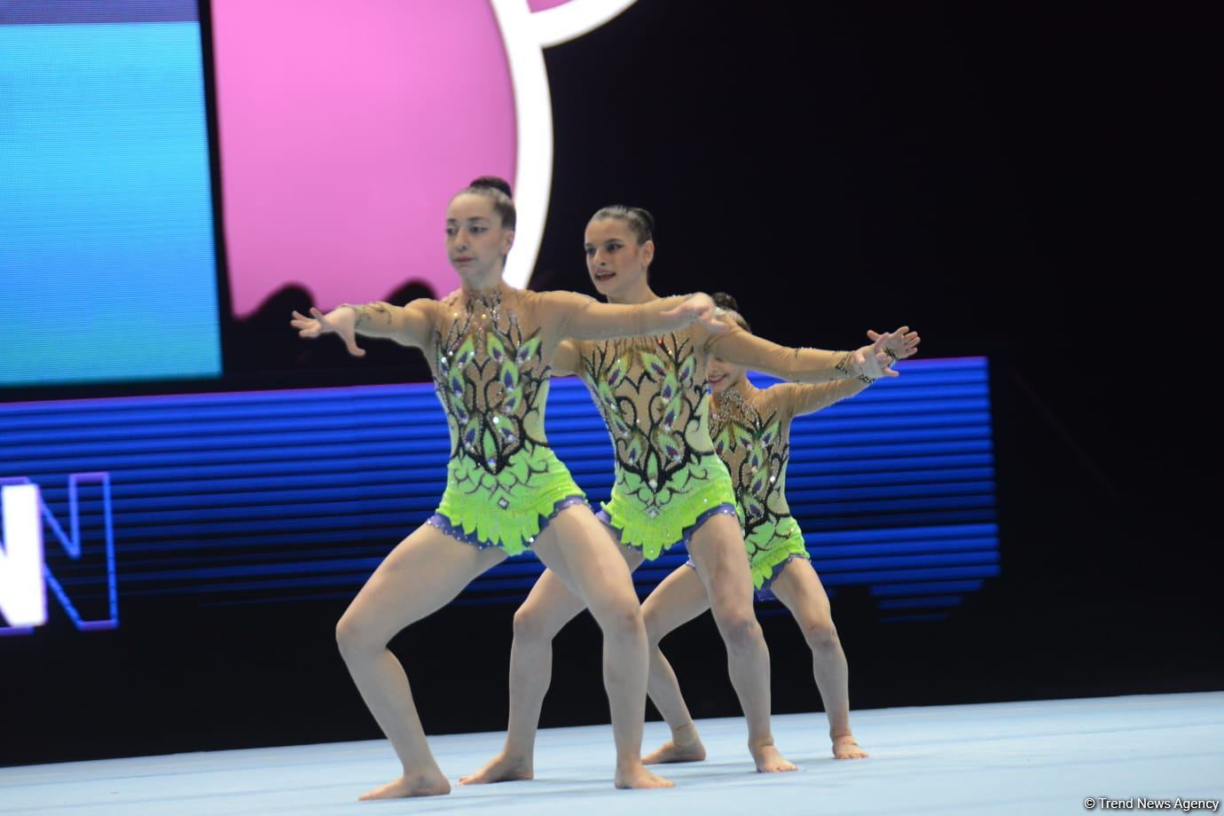 Women's group representing Azerbaijan performs at 12th FIG Acrobatic Gymnastics World Age Group Competitions in Baku (PHOTO)