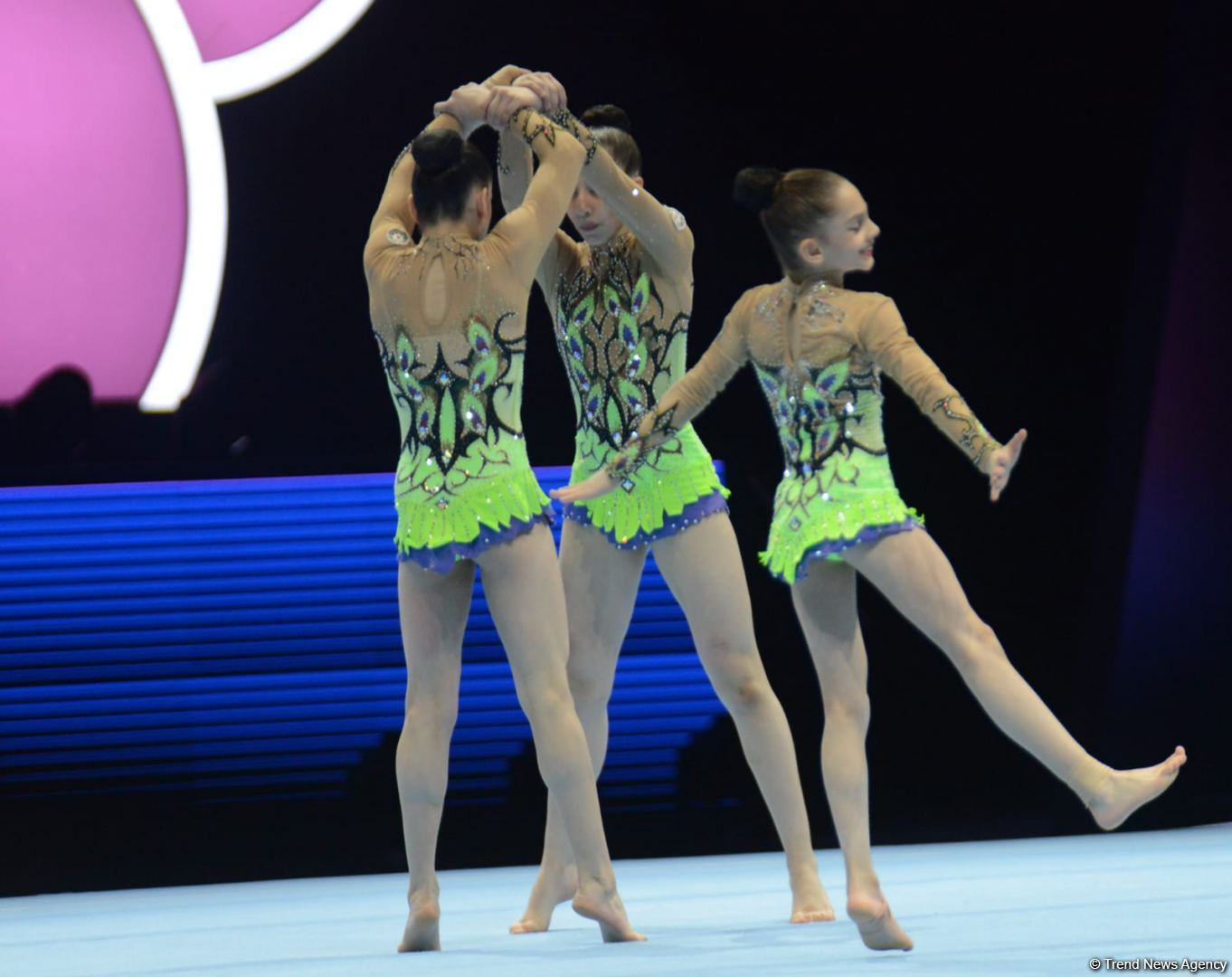 Women's group representing Azerbaijan performs at 12th FIG Acrobatic Gymnastics World Age Group Competitions in Baku (PHOTO)