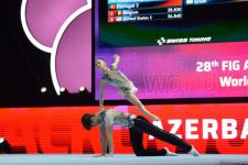 Azerbaijani gymnasts demonstrate balance exercise at World Championships in Baku (PHOTO)