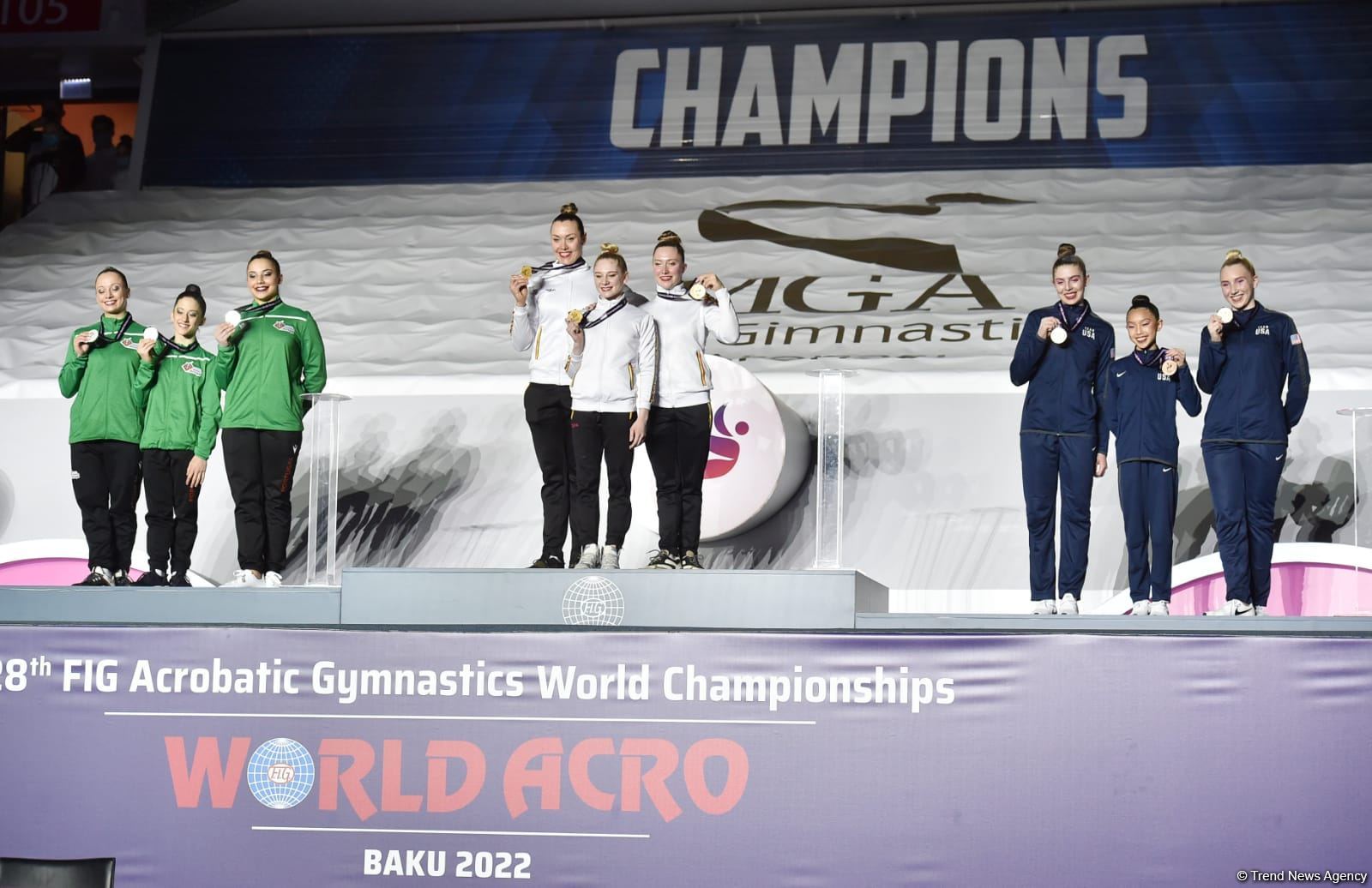 Awards ceremony among mixed pairs, women's and men's groups held at 28th FIG Acrobatic Gymnastics World Championships in Baku (PHOTO)