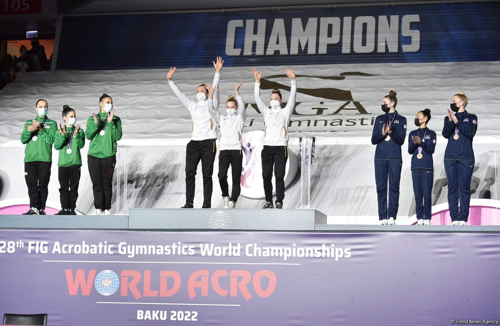 Awards ceremony among mixed pairs, women's and men's groups held at 28th FIG Acrobatic Gymnastics World Championships in Baku (PHOTO)