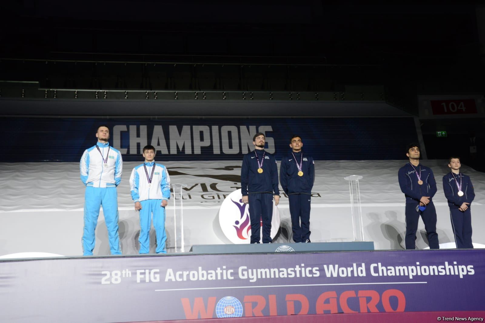 Award ceremony among women's and men's pairs takes place at 28th FIG Acrobatic Gymnastics World Championships in Baku (PHOTO)