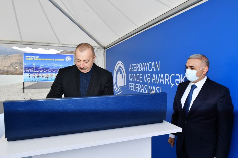 President Ilham Aliyev and First Lady Mehriban Aliyeva attend opening ceremony of first rowing training session in Sugovushan settlement (PHOTO/VIDEO)
