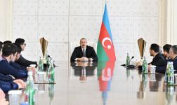 President Ilham Aliyev receives members of Azerbaijani national team participating in European Wrestling Championships in Hungary (PHOTO/VIDEO)