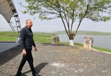 President Ilham Aliyev views restoration work to be carried out at Kondalanchay reservoirs in Fuzuli (PHOTO/VIDEO)
