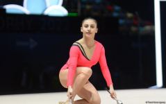 Azerbaijani athletes present program with clubs at 9th FIG World Cup in Baku (PHOTO)