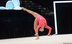 Azerbaijani athletes present program with clubs at 9th FIG World Cup in Baku (PHOTO)