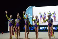 Azerbaijani team wins first intermediate place in exercise with three ribbons and two balls (PHOTO)