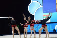 Azerbaijani team takes first place in group exercises with five hoops at World Cup in Baku (PHOTO)
