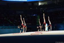 Azerbaijani team takes first place in group exercises with five hoops at World Cup in Baku (PHOTO)