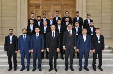 President Ilham Aliyev receives members of Azerbaijan national minifootball team who won European Championship (PHOTO)