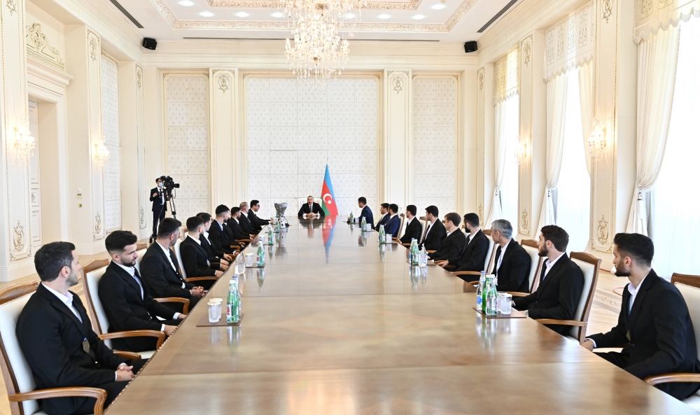 President Ilham Aliyev receives members of Azerbaijan national minifootball team who won European Championship (PHOTO)