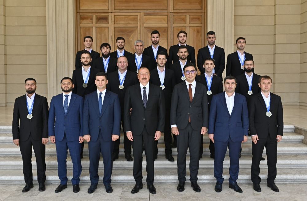 President Ilham Aliyev receives members of Azerbaijan national minifootball team who won European Championship (PHOTO)