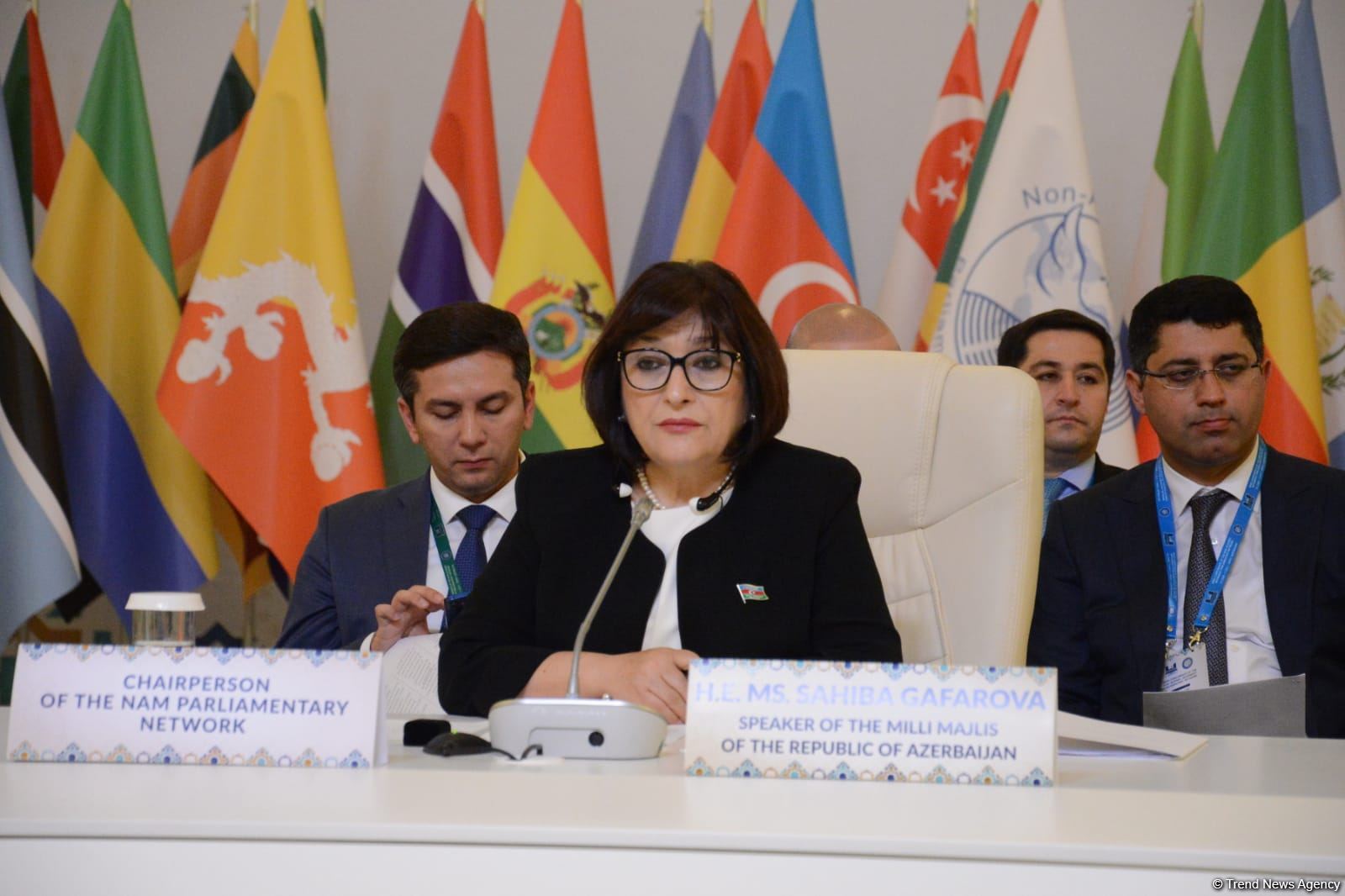 Heads of delegations delivering speeches at Baku Conference of Non-Aligned Movement Parliamentary Network (PHOTO)