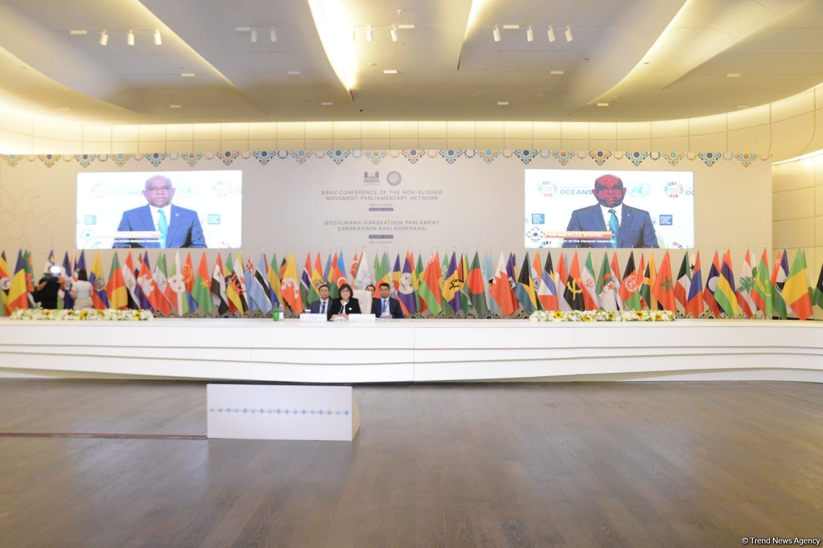 Heads of delegations delivering speeches at Baku Conference of Non-Aligned Movement Parliamentary Network (PHOTO)