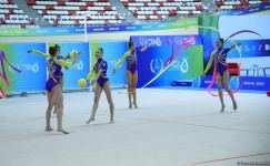 Group team of Azerbaijan in rhythmic gymnastics win gold in program with three ribbons and two balls (PHOTO)