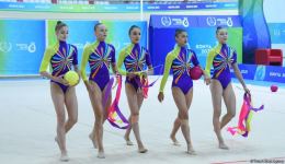 Group team of Azerbaijan in rhythmic gymnastics win gold in program with three ribbons and two balls (PHOTO)