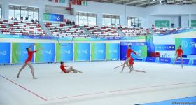 Group team of Azerbaijan in rhythmic gymnastics win silver in program with five hoops (PHOTO)