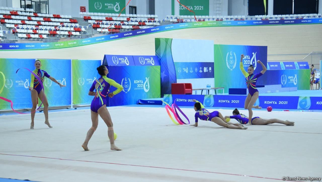 Group team of Azerbaijan in rhythmic gymnastics win gold in program with three ribbons and two balls (PHOTO)